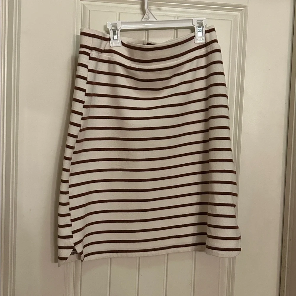 BOHME Medium Striped Cream Brown Knit Skirt